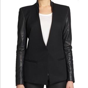 Helmut Lang Crux Leather-Sleeved Wool Blazer
